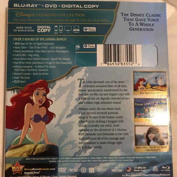 The Little Mermaid- Diamond Edition Blu Ray DVD - Picture 2 of 2